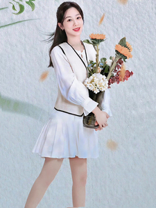 承欢记杨电视剧紫麦承欢同款白色连衣裙女法式气质小众麦成欢衣服