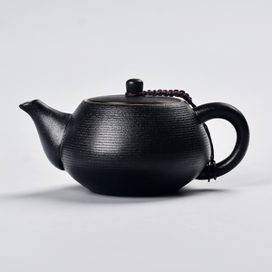 黑陶茶壶陶瓷功夫茶具泡茶壶过滤侧把防烫黑禅风粗陶普洱红茶单壶