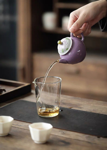 紫手绘茶壶小品壶礼品手工陶瓷梨形壶仿古功夫茶具防烫泡茶壶