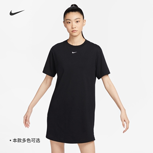 Nike耐克官方女子短袖T恤连衣裙夏季宽松纯棉耐克勾勾叠搭DV7883