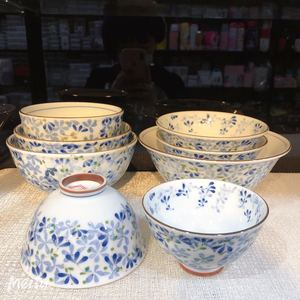 日本进口蓝牙青花瓷器现代和风家用餐具米饭碗汤碗釉下彩高档面碗