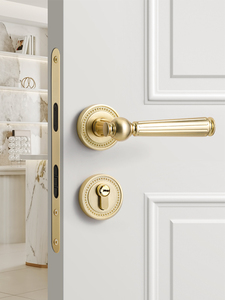 金色卧室门锁室内房间木门锁磁吸静音分体门把手法式复古房门锁