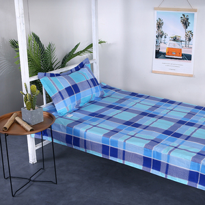 床单学生宿舍单人纯棉1.2米上下铺蓝格子简约寝室被单条纹柔软150