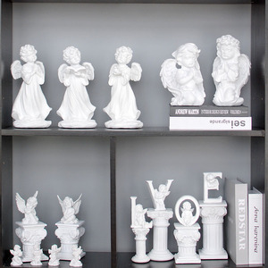欧式创意橱窗可爱白色小天使装饰品摆件客厅书房树脂人物雕像摆设