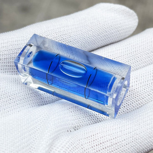 蓝色长方体水平泡亚克力水泡卡槽尺杆平衡仪微型件有机玻璃正方块