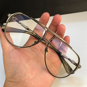 飞行员眼镜框有度数复古变色潮大方超大宽脸网上配眼镜薛之谦同款
