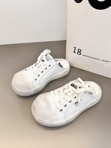 MACKJARNES推荐2024夏款复古风丑萌娃娃大头鞋包头半拖鞋面包鞋女