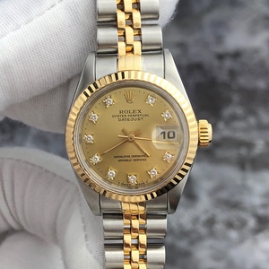 劳力士Rolex日志型69173机械女表18k黄金精钢钻石刻度二手正品