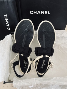 【北京现货】全新正品chanel香奈儿蝴蝶结平底夹脚凉鞋37