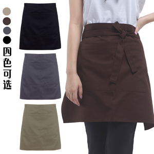 半身围裙定制纯棉日式餐饮专用烘焙咖啡厨房女半截围腰短款工作服