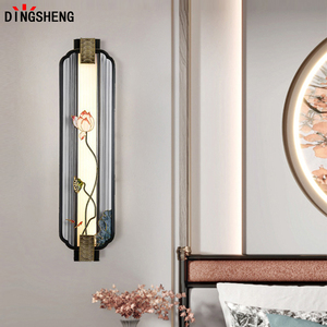 全铜新中式珐琅彩壁灯客厅背景墙中国风卧室床头走廊禅意中山灯具