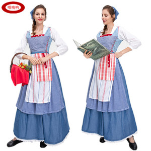 万圣节成人灰姑娘cos服 欧洲传统田园庄园农场女仆服装派对演出服