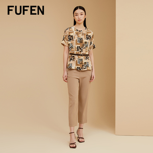 FUFEN福芬夏季新款时尚复古桑蚕丝短袖T恤女上衣SY-14333