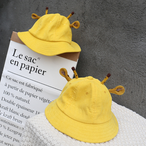 韩国货长颈鹿耳朵设计款渔夫亲子卡通黄色遮阳帽夏儿童盆帽可爱帽