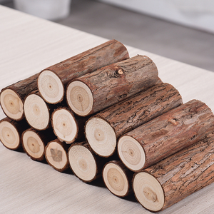 壁炉装饰木头背景墙原木小木桩木材围栏珊栏实木材料大树桩摆件