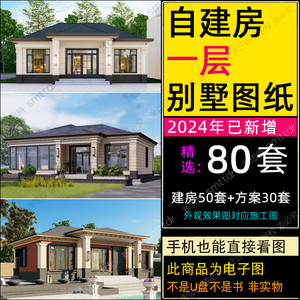 农村自建房一层别墅设计图纸带院子小户型一层半新款房屋乡村洋房