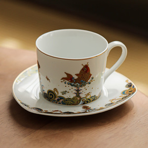 锦鲤咖啡杯高档精致陶瓷马克杯水杯家用高级感下午茶杯子杯碟套装