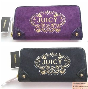 Juicy Couture美国代购女天鹅绒丝绒提花钻长款钱包护照签证新款