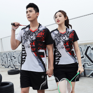 羽毛球服套装男女新款短袖速干透气排球兵乓网球队韩国版运动上衣