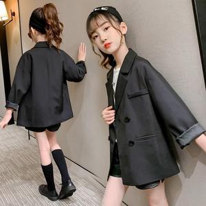 女童春装上衣2023新款韩版中大童宽松西服小学生时髦西装外套洋气