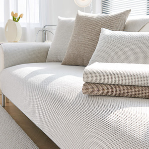 白色棉麻沙发垫四季通用极简风布艺亚麻2024新款防滑沙发坐垫盖布