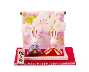 日本代购柚子舍雛人形可爱陶器手工兔子日式和风桌面摆件结婚礼物