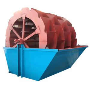 沙河道沙洗沙分离设备大型水轮风火轮摩天轮蓝红色四槽轮斗洗砂机