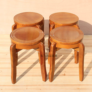 全实木圆凳欧式家用卯榫仿古可叠放橡木凳中式饭店凳子餐桌凳板凳