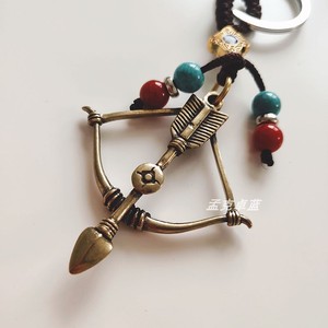 古铜金属钥匙扣蒙古元素弓箭造型复古钥匙链挂件内蒙特色小礼物