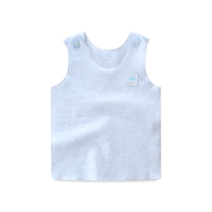 婴儿彩棉背心0-3-6-12个月宝宝肩扣护肚上衣打底衫新生儿纯棉内衣