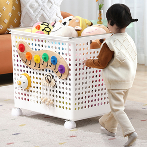 儿童玩具收纳箱带轮宝宝忙碌筐积木娃娃整理筐忙碌板大容量收纳篮