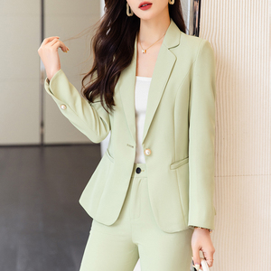 绿色西装外套女2024春天新款高端职业气质女神范显瘦西服两件套裤