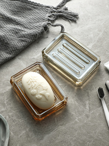 玻璃皂盒创意大号肥皂香皂盒现代简约皂碟盘子透明蓝色手工皂托