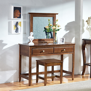 美式现代妆台化妆台卧室书桌实木化妆桌小件收纳桌红椿木家具成都