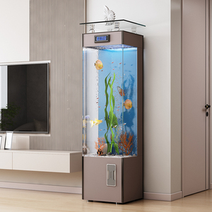 超白玻璃鱼缸客厅家用电视柜旁小型落地立式金鱼缸水族箱2023新款