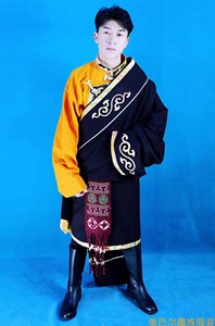 藏装男 藏族男士服装袍子 康装 康巴男装 太麻料印度进口手工缝纫