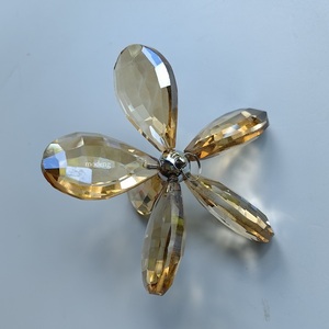 DIY直孔琵琶水晶灯花瓣M4螺丝灯具透明琥珀色水晶花吊坠挂坠