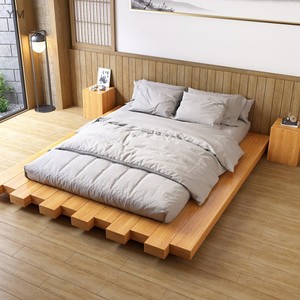 日式原木现代榻榻米实木床拼接床民宿主卧双人床1.5米1.2米1.8米