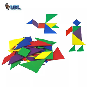 台湾游思乐USL七巧板5组35片早教幼儿园儿童彩色拼板拼图益智玩具