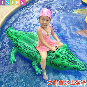 儿童水上鳄鱼坐骑运动会水垫训练网红游泳池玩具充气漂浮冲浪板