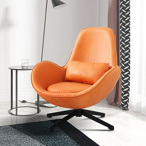 意式单人沙发椅皮艺蛋壳椅家用现代简约卧室旋转椅办公客厅休闲椅