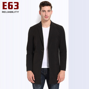 E63中长款西装秋季青年休闲西装外套男修身单排时尚韩版单衣大码