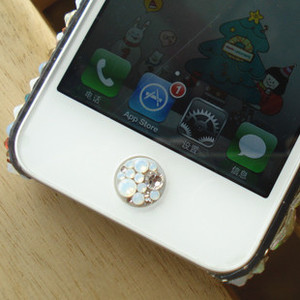 苹果手机小清新满钻按键贴施华洛水钻iphone通用按钮贴数码通用