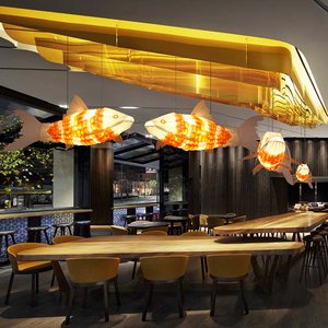 鱼形吊灯新中式餐厅火锅店艺术装饰灯东南亚酒店日式创意布艺鱼灯