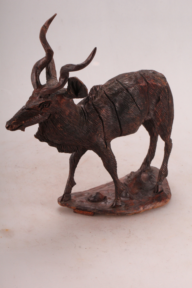 印象非洲纯手工木雕铁木旋角羚羊动物摆件特色手工艺品个性礼品