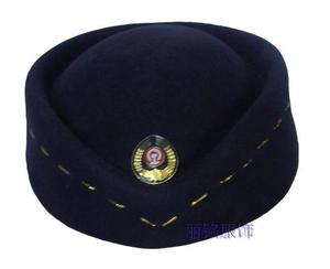 上海铁路女帽动车高铁乘务员帽子列车员纯羊毛帽子深紫色藏蓝色