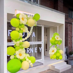 果绿色乳胶气球链立柱路引商场服装店铺开业装饰男女生日派对布置