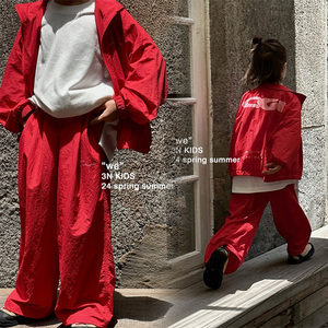 【TITIKIDS】3N KIDS 童装2024春季新款T恤运动长裤红色外套套装