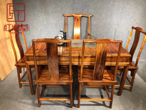 红木家具印尼大叶黄花梨茶桌海黄泡茶台越黄实木新中式茶桌椅组合