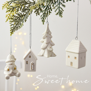 诺琪 陶瓷圣诞雪房子圣诞树装饰挂件圣诞屋圣诞礼物礼品桌面摆件